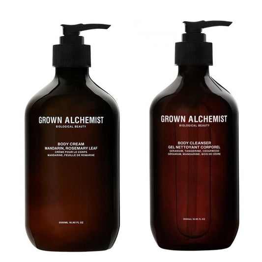 Grown Alchemist Damask Rose Body Cleanser & Cream Bundle (500ml each)