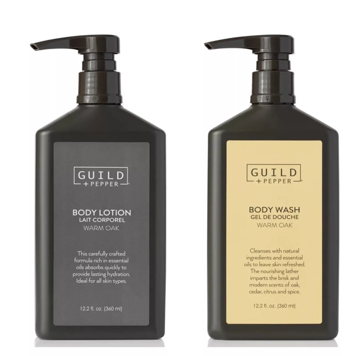 Guild + Pepper Warm Oak Body Wash & Lotion Bundle (360ml each)