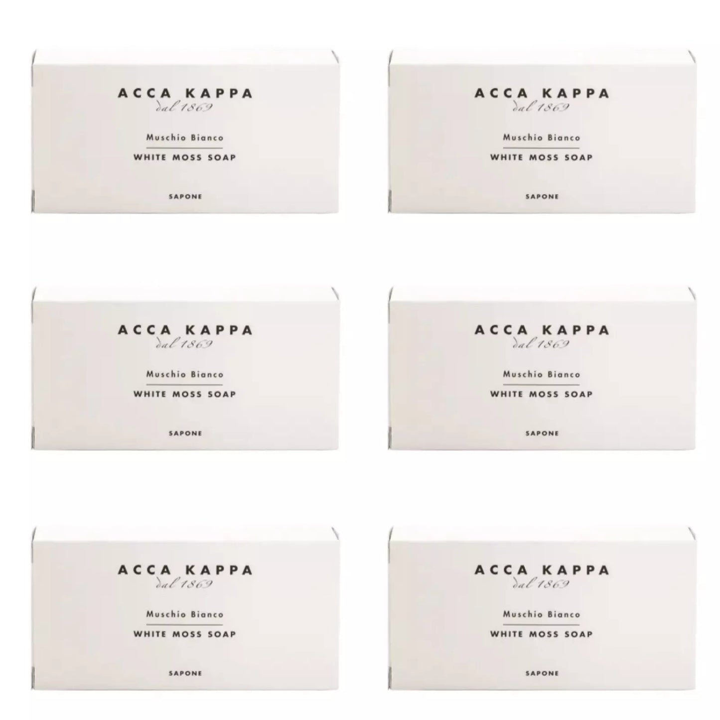 Acca Kappa White Moss Bar Soap 50g Set of 6 Brand New