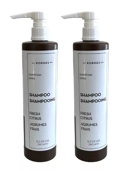 Korres Fresh Citrus Shampoo 360ml (12.2oz) Set of 2 Greece New